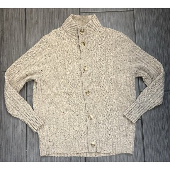 Bonobos Other - Bonobos Men’s Beige Cable Neck Full Button Cardigan Sweater XL Wool Blend